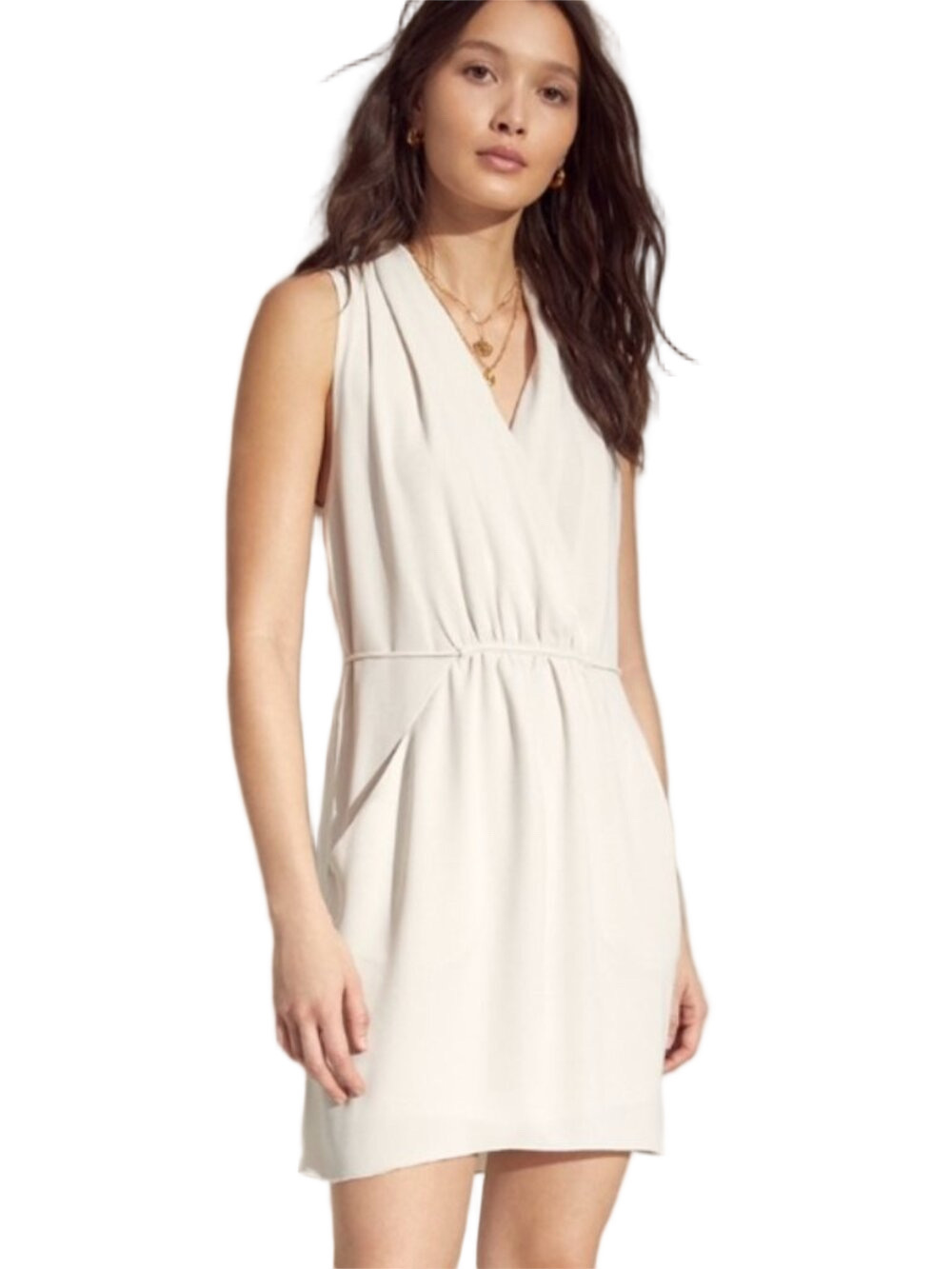 Aritzia Wilfred Cream Dress Wrap Style Sabine Size Medium